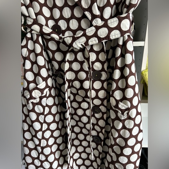 Cato WomenvBrown with off white polka dot pattern overcoat Size 16W - Picture 6 of 12